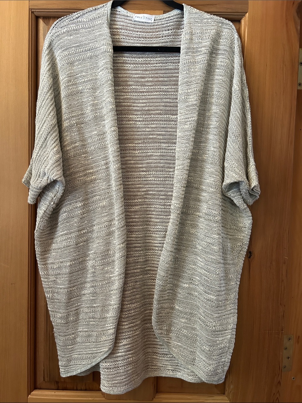 Full Tilt Open-Front Light Beige Knit Cardigan
